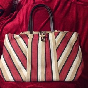 New Lancome striped purse handbag tote large